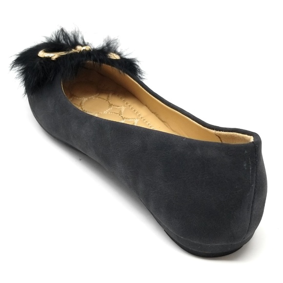 Feather Embellished Bow Flats, B-2641, Black - Picture 3 of 6